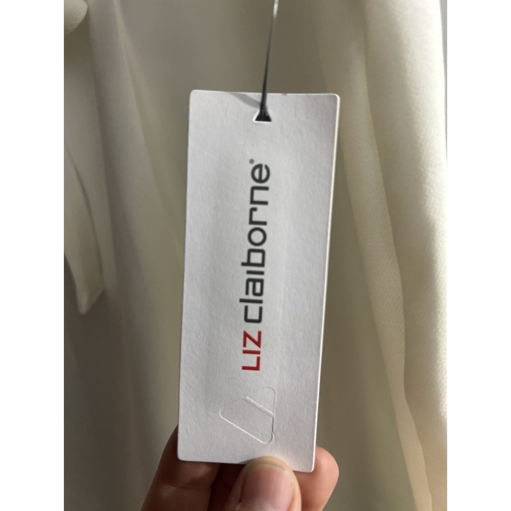 Liz Claiborne Pleated Skirt Women's 6 Career Paperbag Belted Knee Length White - Picture 3 of 12